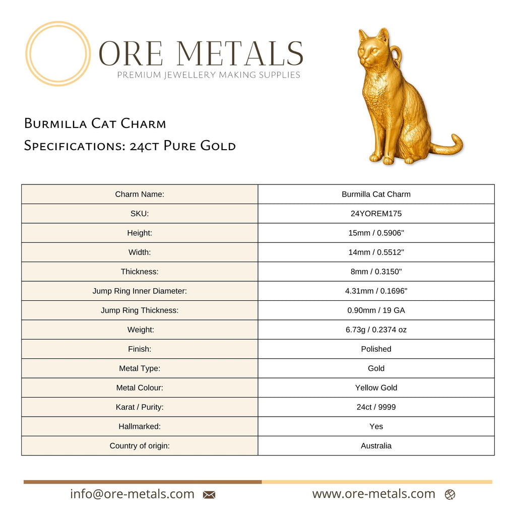 24ct Pure Gold - Burmilla Cat Charm