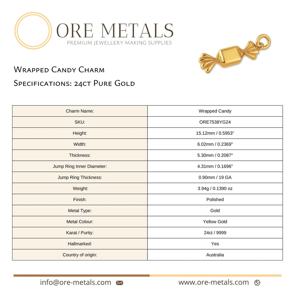 24ct Pure Gold - Wrapped Candy Charm