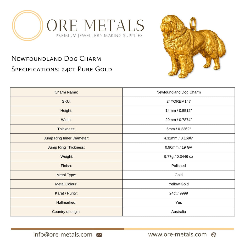 24ct Pure Gold - Newfoundland Dog Charm