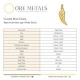 24ct Pure Gold - Filigree Wing Charm