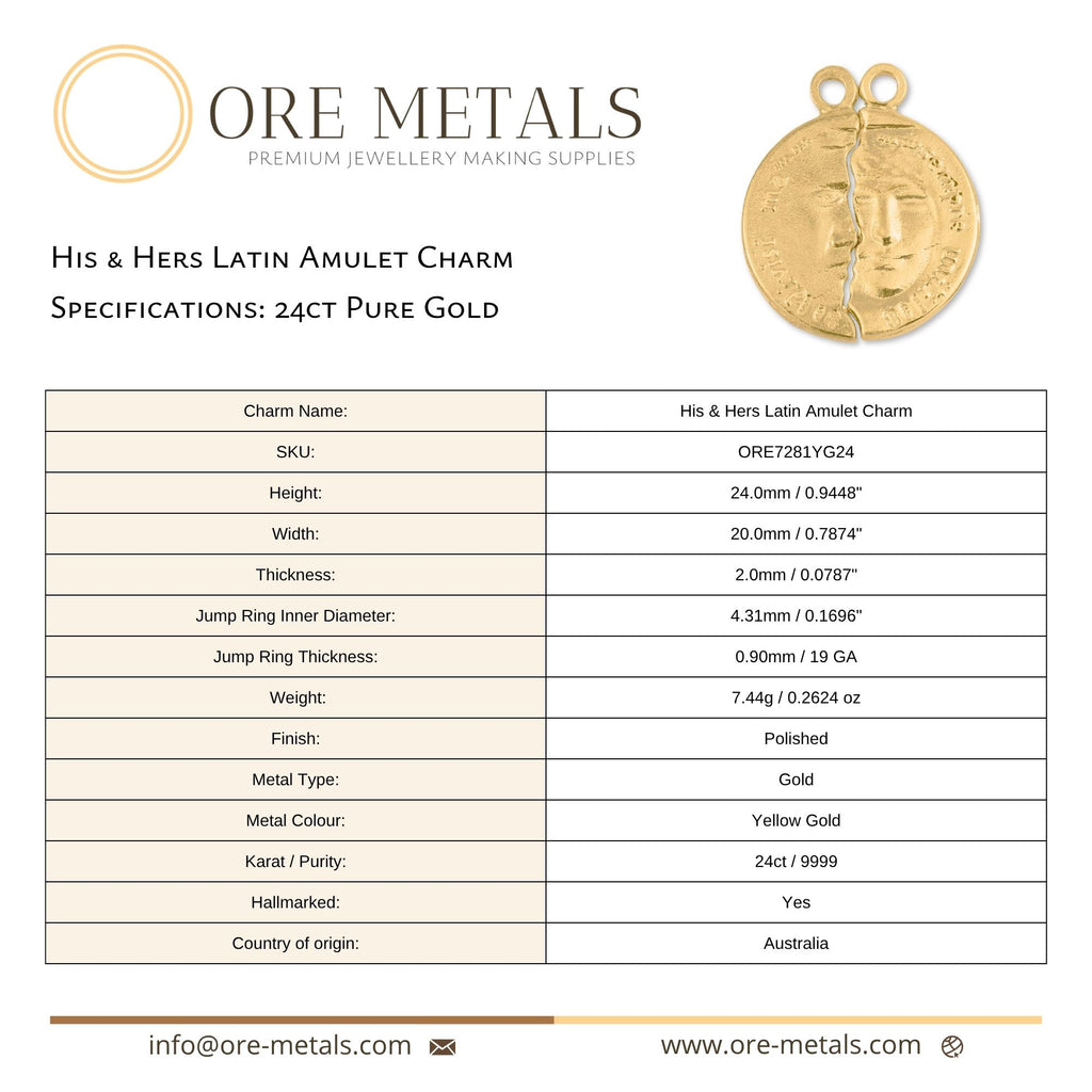 24ct Pure Gold - His & Hers Latin Amulet Charm