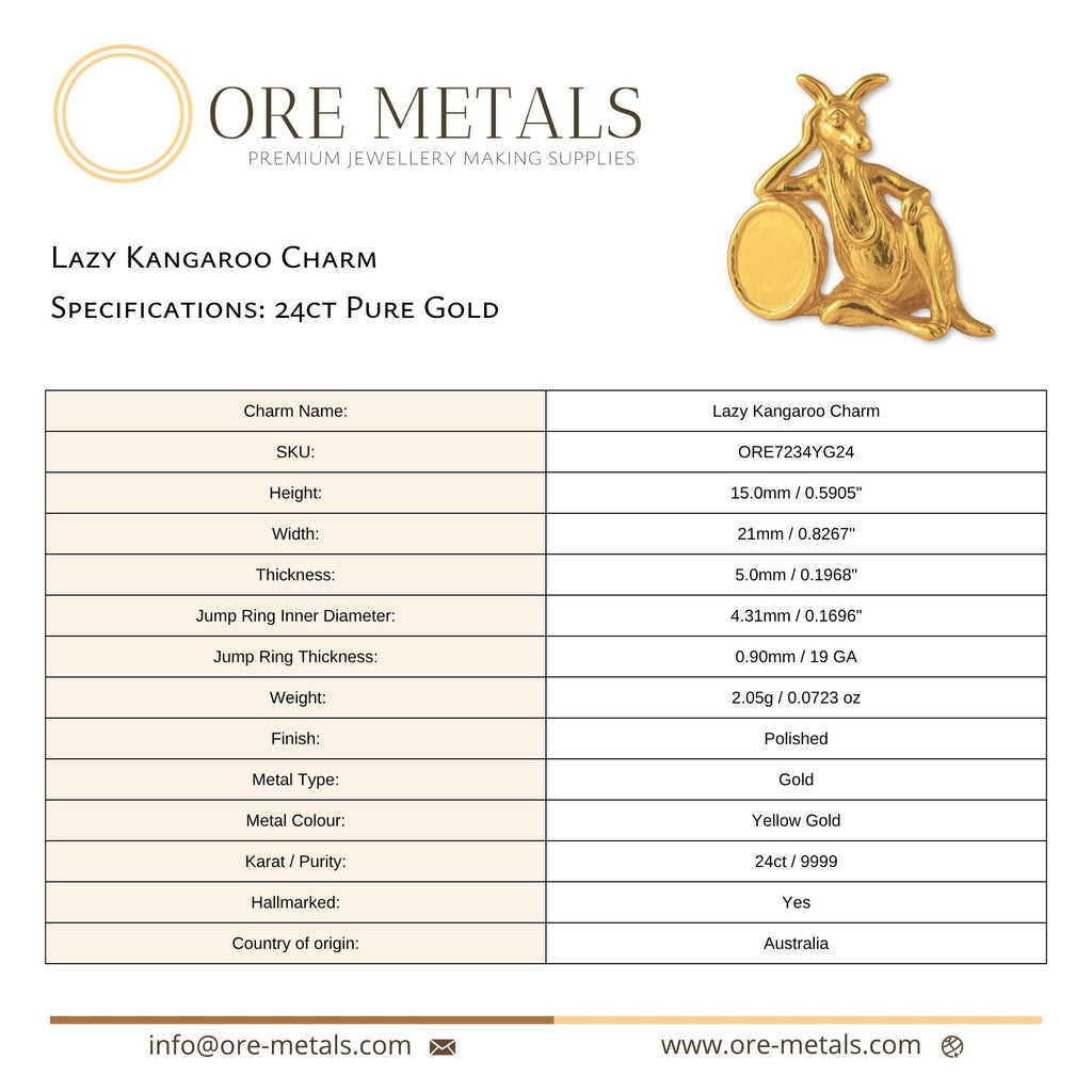 24ct Pure Gold - Lazy Kangaroo Charm