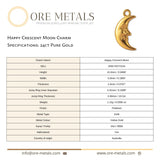 24ct Pure Gold - Happy Crescent Moon Charm