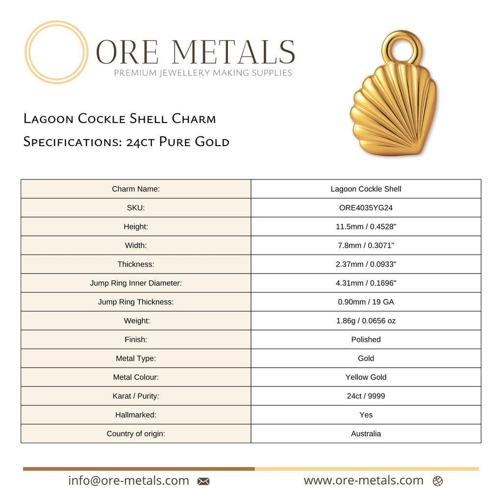 24ct Pure Gold - Lagoon Cockle Shell Charm