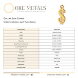 24ct Pure Gold - Dollar Sign Charm