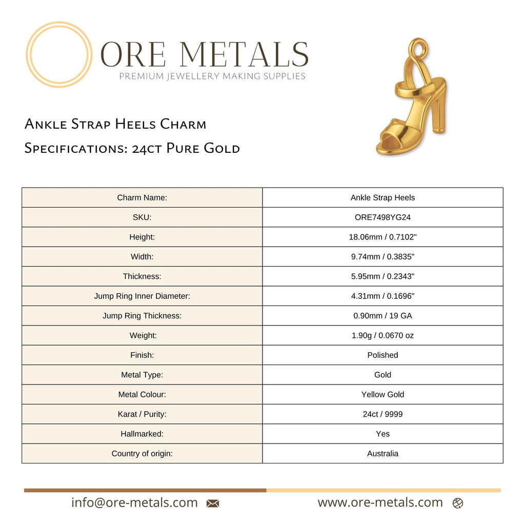 24ct Pure Gold - Ankle Strap Heels Charm
