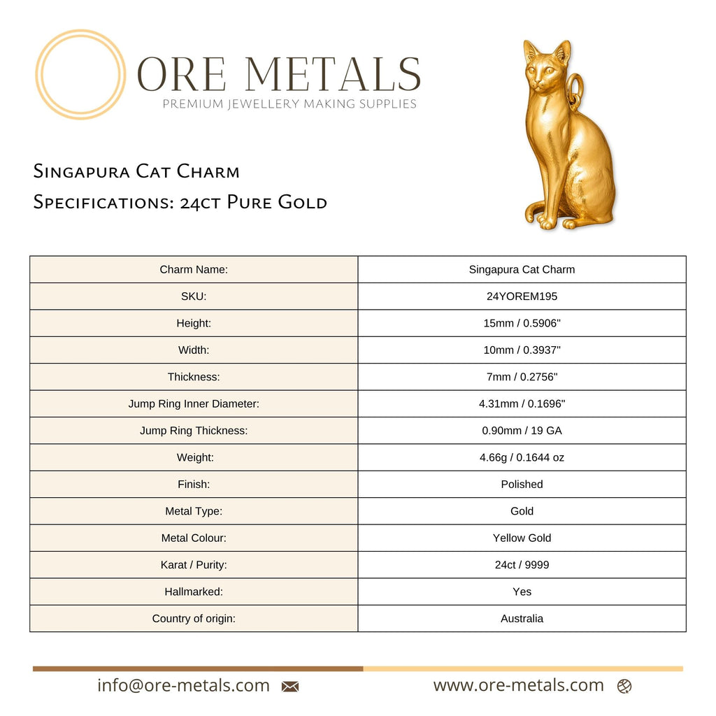 24ct Pure Gold - Singapura Cat Charm