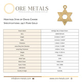 24ct Pure Gold - Heritage Star of David Charm