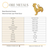 24ct Pure Gold - Barn Rooster Charm
