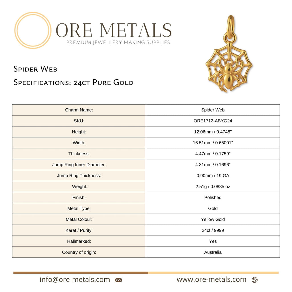 24ct Pure Gold - Spider Web Charm