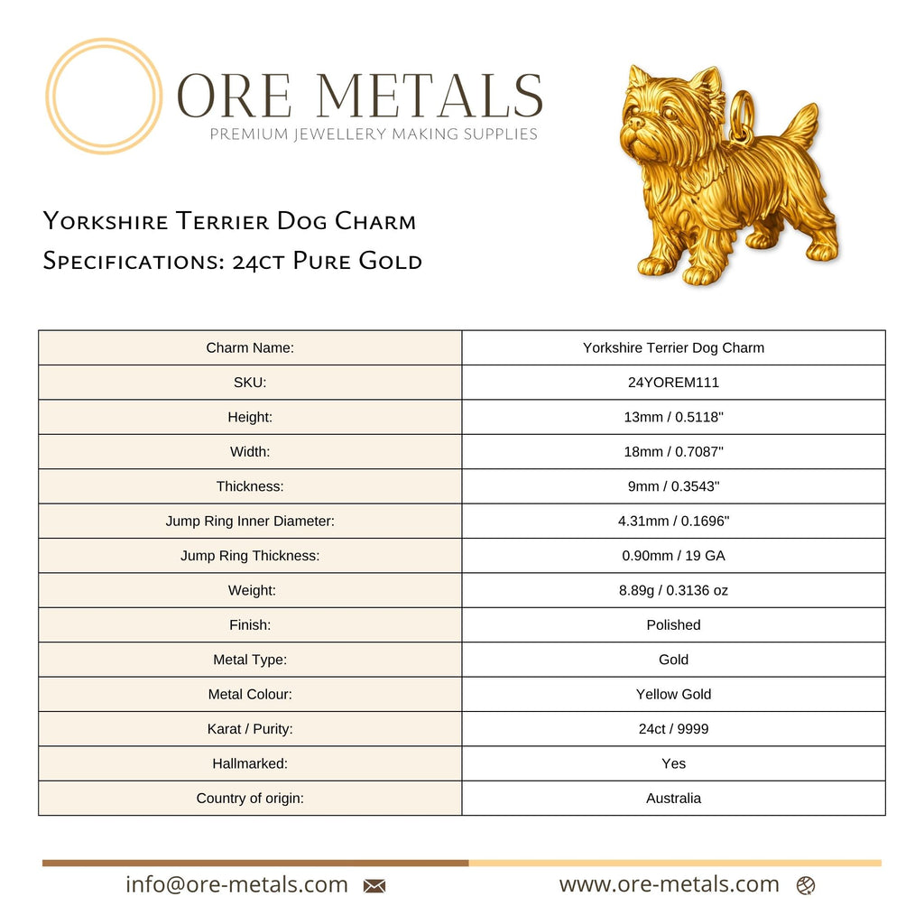 24ct Pure Gold - Yorkshire Terrier Dog Charm