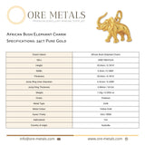 24ct Pure Gold - African Bush Elephant Charm