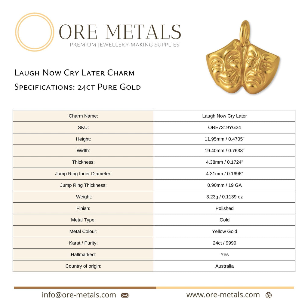 24ct Pure Gold - Laugh Now Cry Later Charm