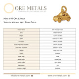 24ct Pure Gold - Mini VW Car Charm