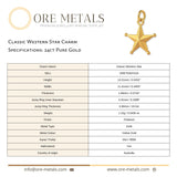 24ct Pure Gold - Classic Western Star Charm