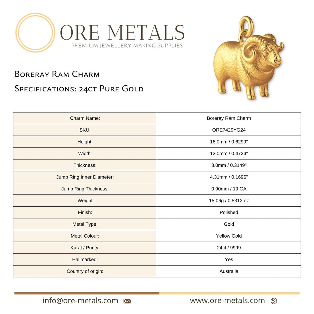 24ct Pure Gold - Boreray Ram Charm