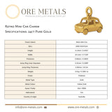 24ct Pure Gold - Retro Mini Car Charm