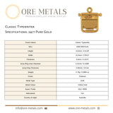 24ct Pure Gold - Classic Typewriter Charm