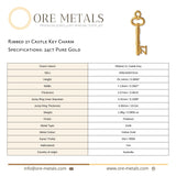 24ct Pure Gold - Ribbed 21 Castle Key Charm