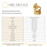 24ct Pure Gold - Gramophone Record Player Charm