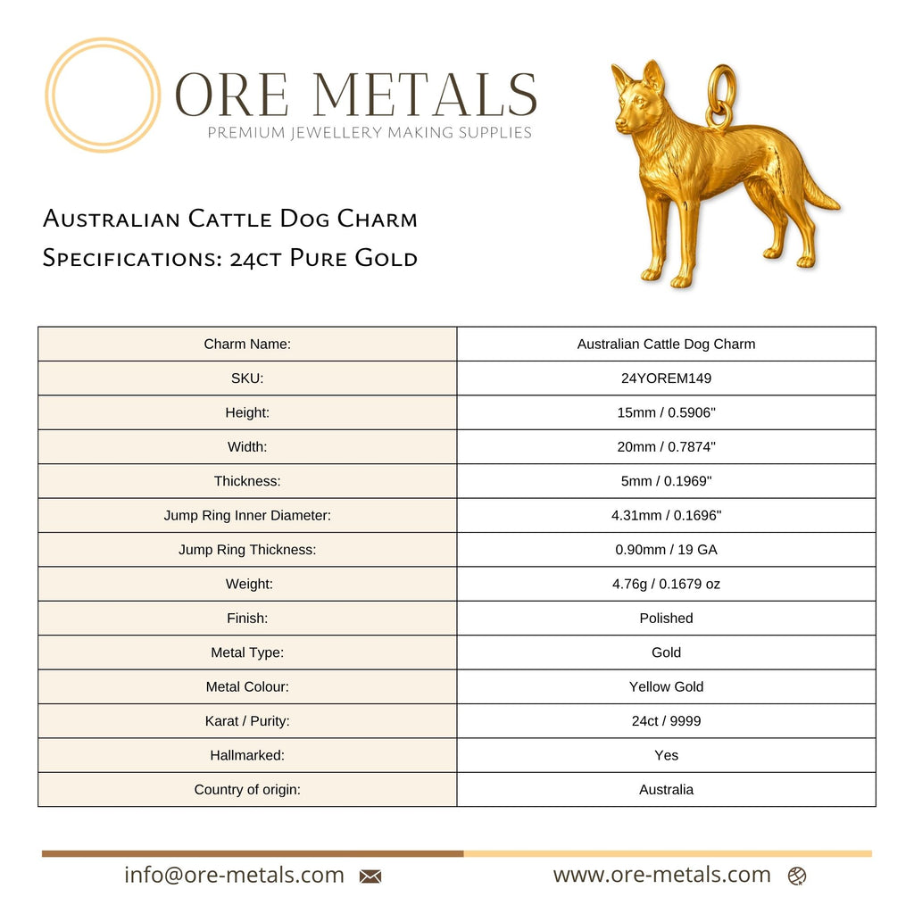 24ct Pure Gold - Australian Cattle Dog Charm