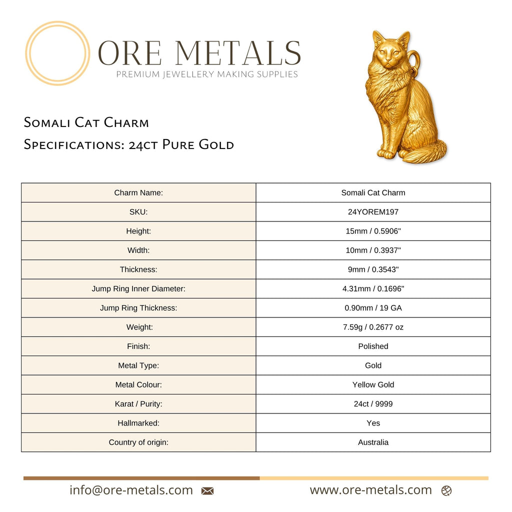 24ct Pure Gold - Somali Cat Charm