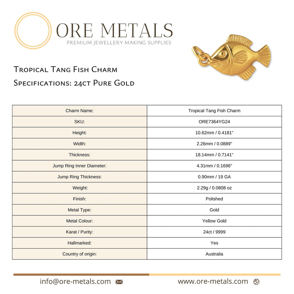 24ct Pure Gold - Tropical Tang Fish Charm