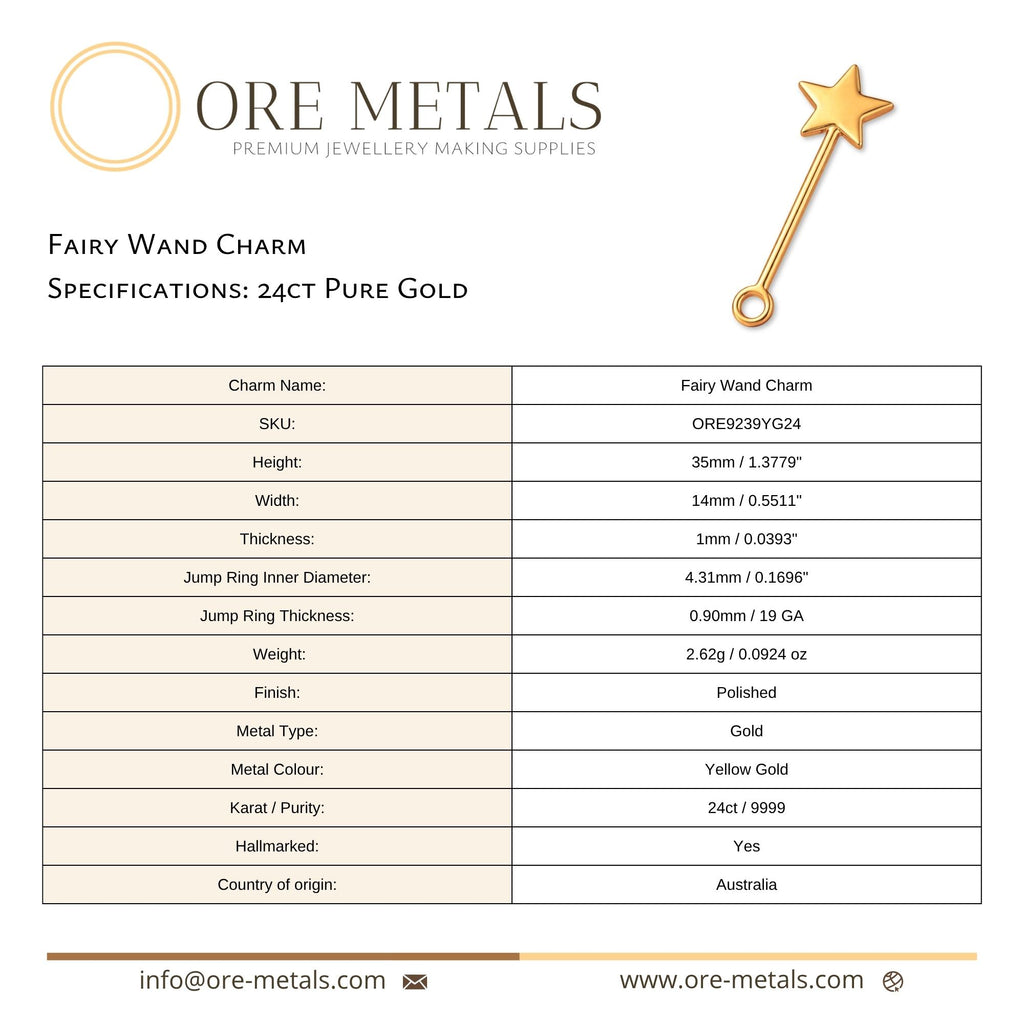 24ct Pure Gold - Fairy Wand Charm