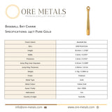 24ct Pure Gold - Baseball Bat Charm