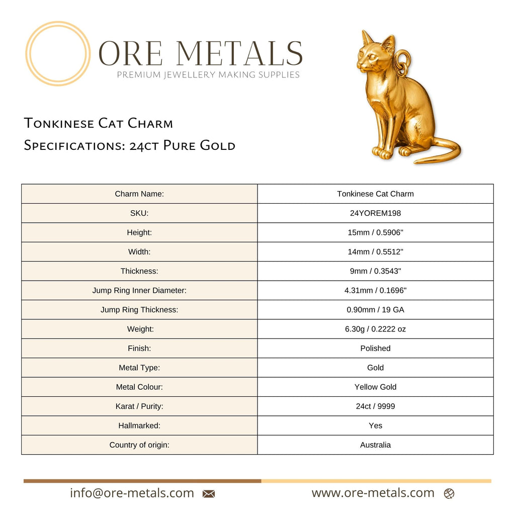 24ct Pure Gold - Tonkinese Cat Charm