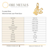 24ct Pure Gold - Filigree Dove Charm