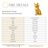 24ct Pure Gold - Devon Rex Cat Charm