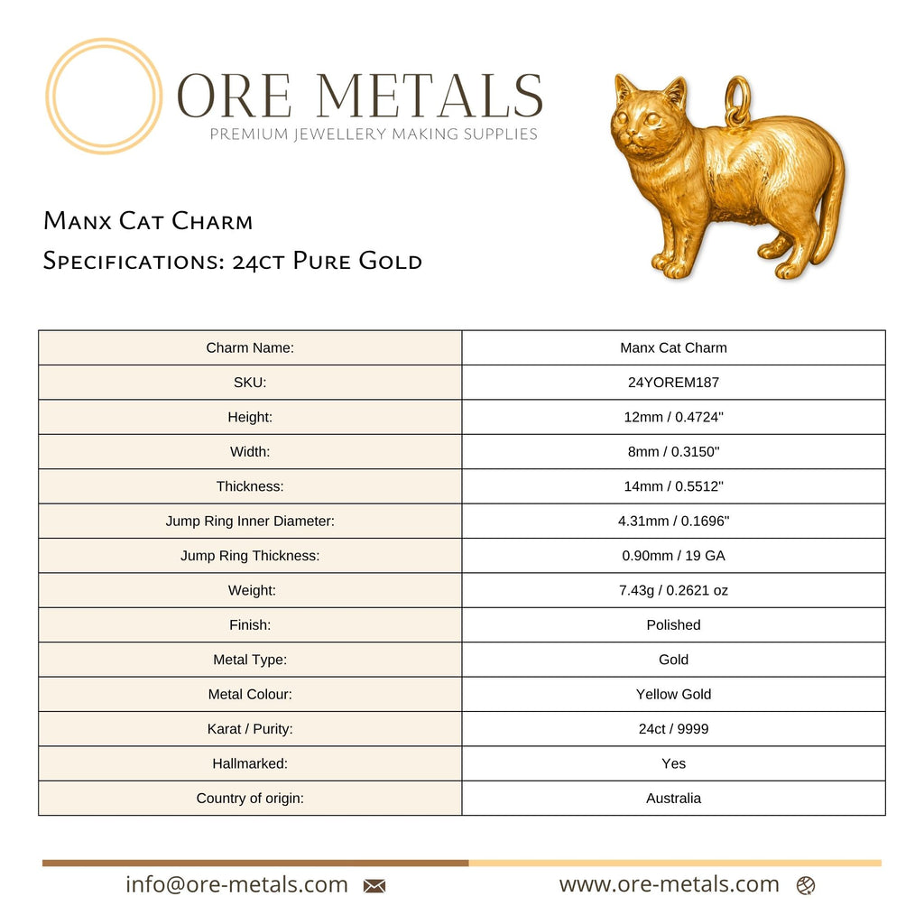 24ct Pure Gold - Manx Cat Charm