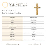 24ct Pure Gold - Swirl Crucifix Charm