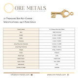 24ct Pure Gold - 21 Treasure Box Key Charm