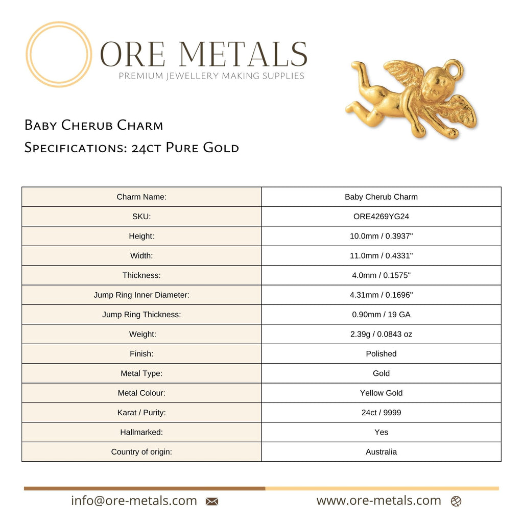 24ct Pure Gold - Baby Cherub Charm
