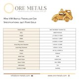 24ct Pure Gold - Mini VW Beetle Traveller Car Charm