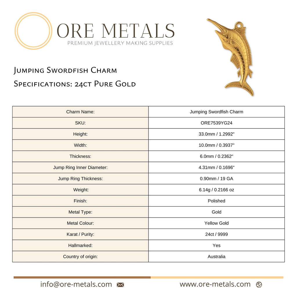 24ct Pure Gold - Jumping Swordfish Charm