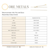 18ct Yellow Gold - Adjustable Cable - Necklace Chain