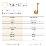 24ct Pure Gold - Classic Tobacco Pipe Charm