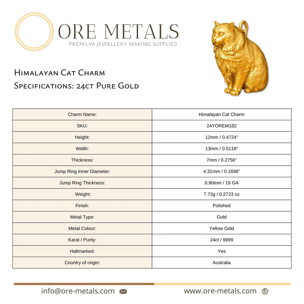 24ct Pure Gold - Himalayan Cat Charm