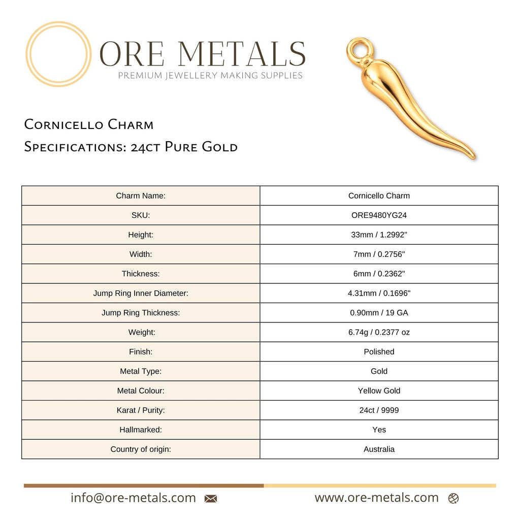 24ct Pure Gold - Cornicello Charm