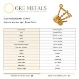 24ct Pure Gold - Scottish Bagpipes Charm