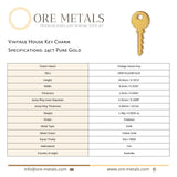 24ct Pure Gold - Vintage House Key Charm