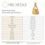 24ct Pure Gold - Ornate Purse Charm