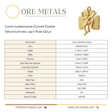 24ct Pure Gold - Lucky Leprechaun Clover Charm