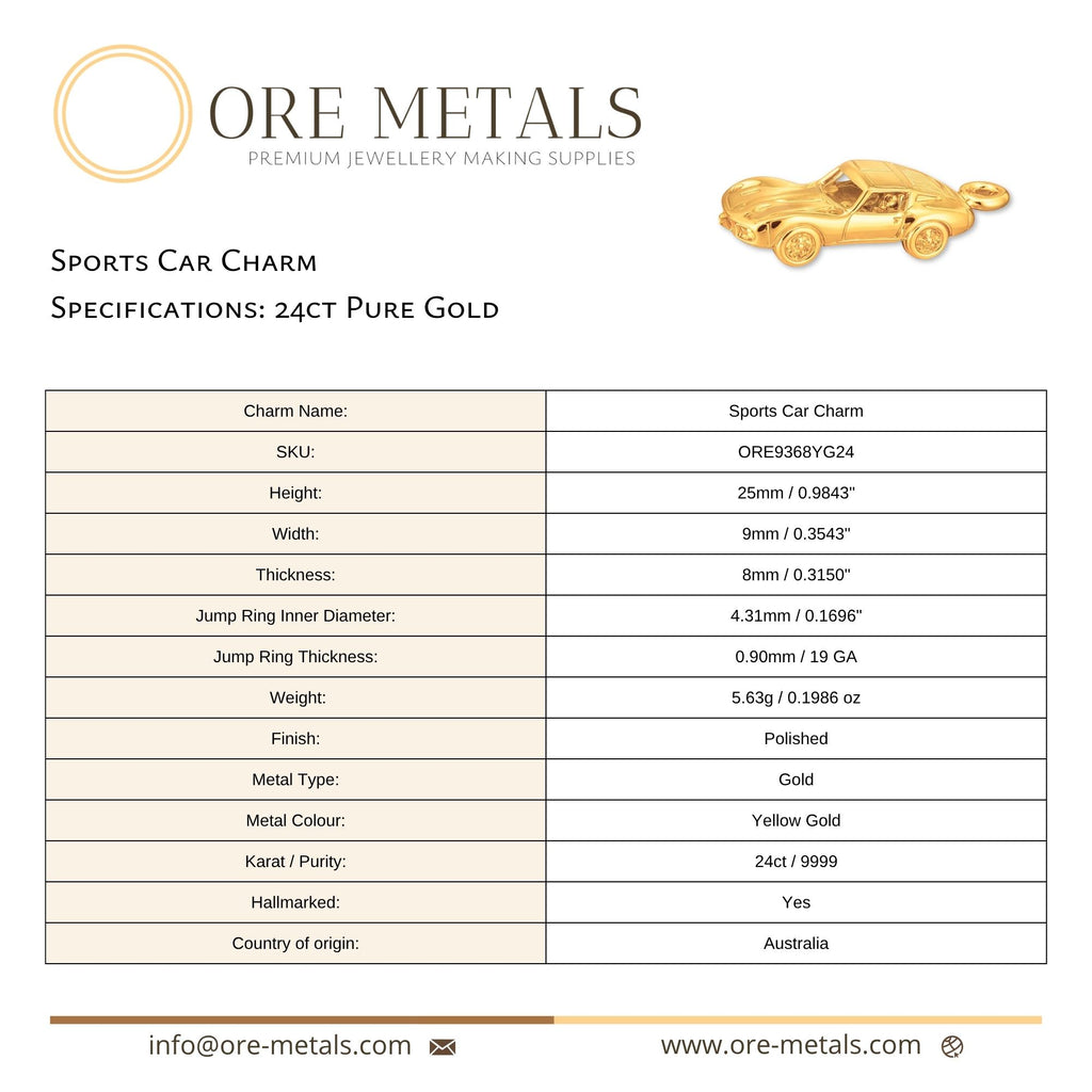 24ct Pure Gold - Sports Car Charm