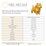 24ct Pure Gold - West Highland White Terrier Dog Charm