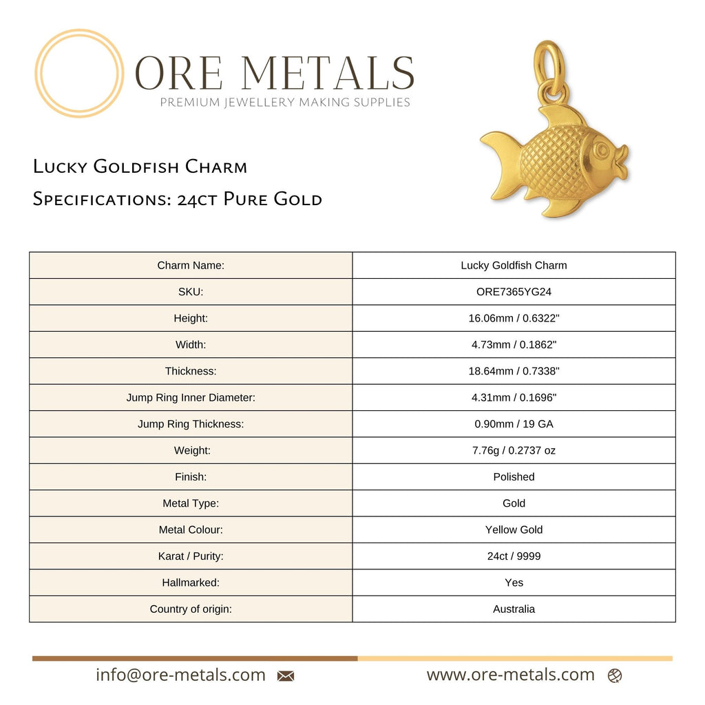 24ct Pure Gold - Lucky Goldfish Charm