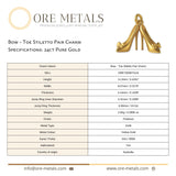 24ct Pure Gold - Bow Toe Stiletto Pair Charm